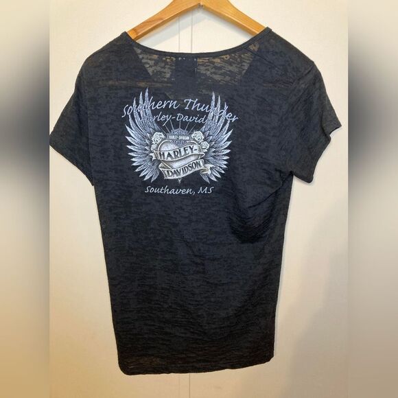 Vintage Harley Davidson V Neck Shirt, Women's Size Large - Picture 2 of 3